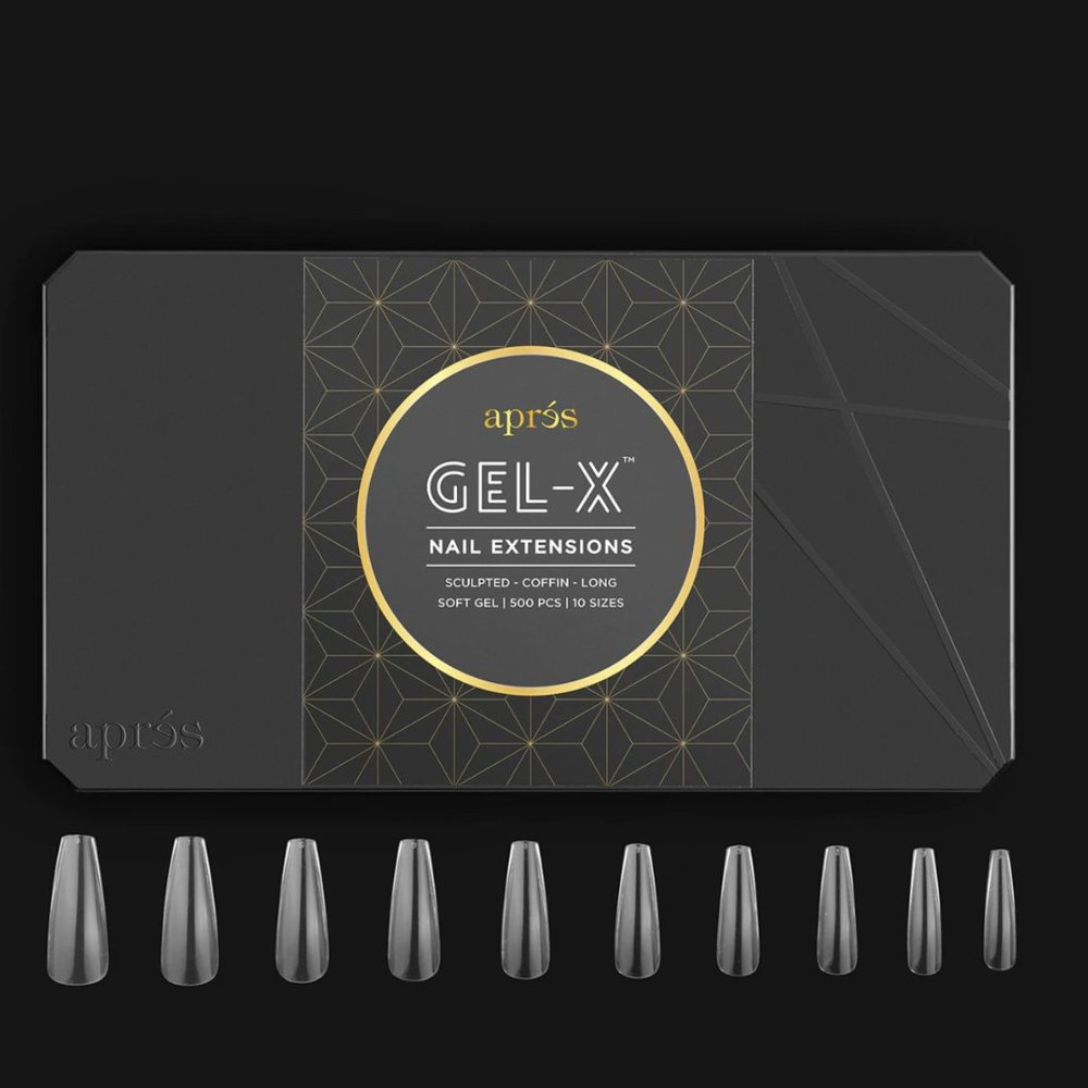 Apres Gel X Nail Tips - Long, Coffin Shape, Sculpted 500 Piece Set